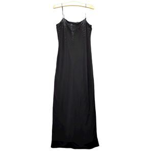 Vintage Byer Too! Dress Womens Medium Spaghetti Straps Black Glitter Full Length